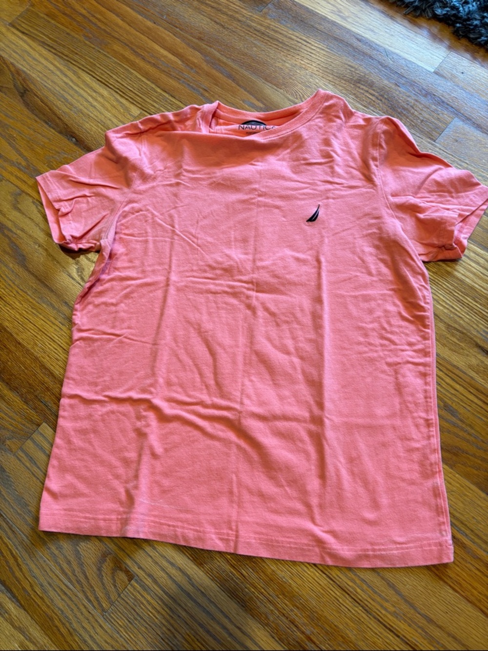 Nautica Coral-Pink Short Sleeve Tee with Sail Emblem